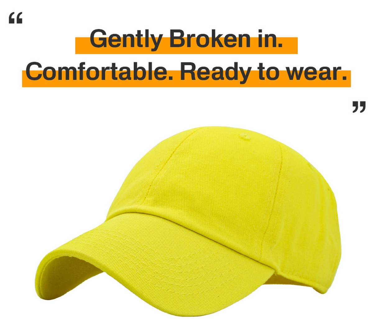 Yellow Low Profile Baseball Caps Front Side View
